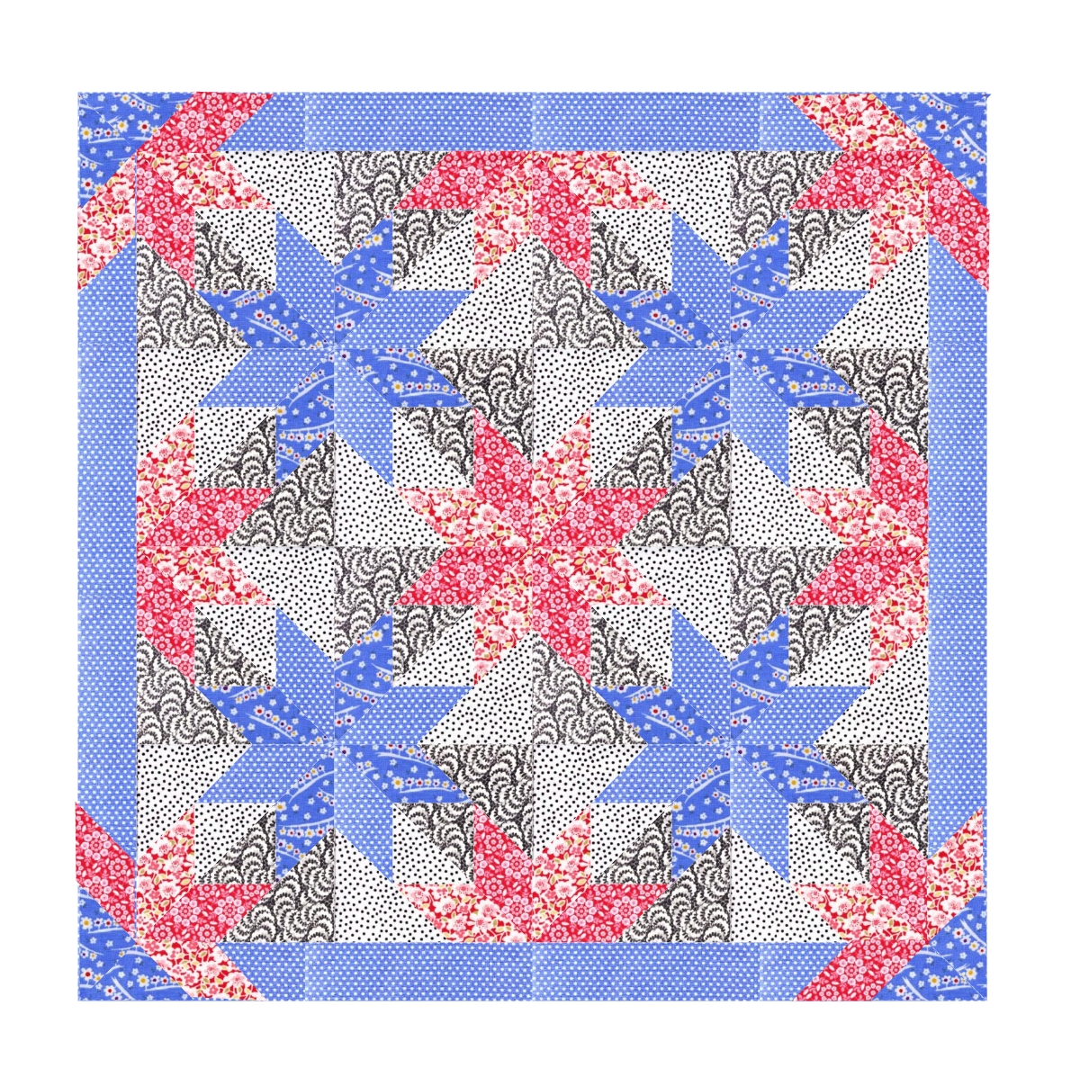 Lemoyne Star Quilt Block Pattern - Zero Math Traditional Patch