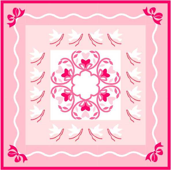 A romantic Pink Ribbon Appliqué Quilt for Breast Cancer Awareness Month