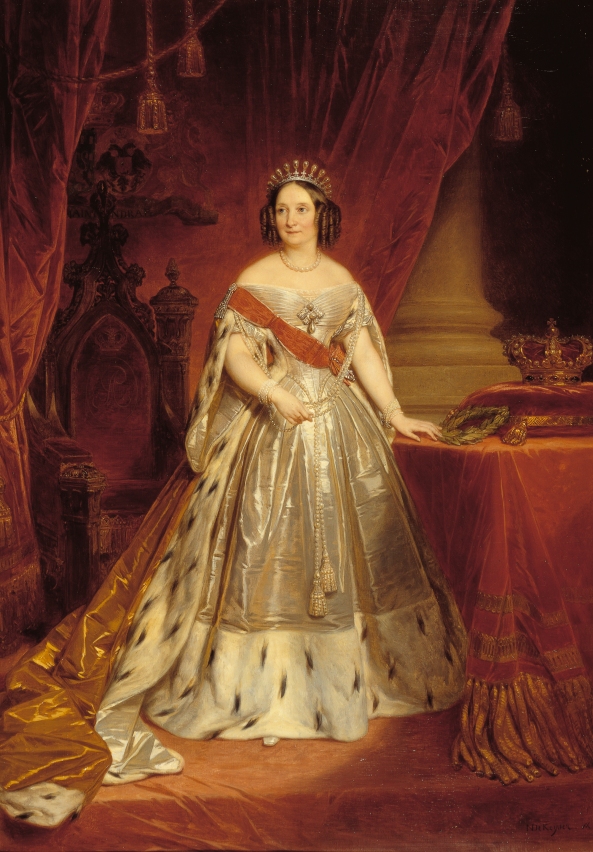 Queen Anna Paulowna in 1840, at the Inauguration of King Willem II, wearing ermine fur.