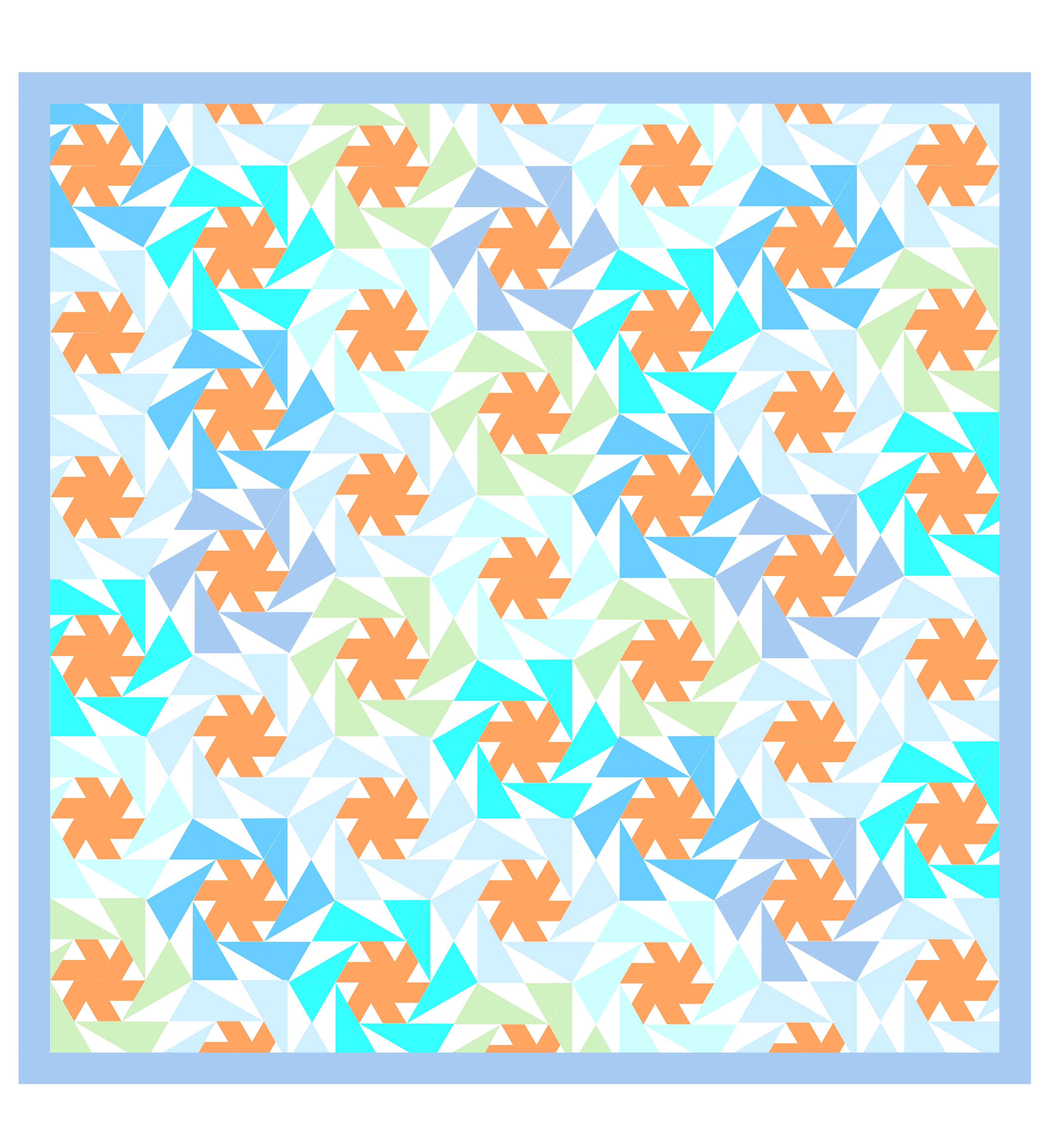 Een van Linda's hexagons in een quilt - One of Linda's hexagons in a quilt