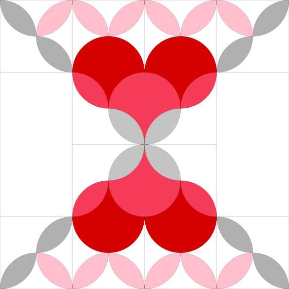 Inklingo Clamshell Rose Variation Block - 16 inch